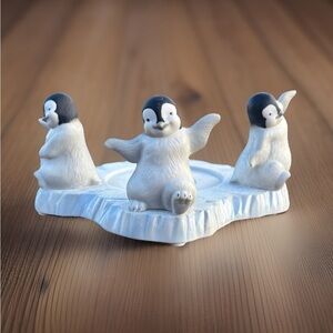 PartyLite Penguin Pals Dancing Penguins Votive candle Holder discontinued Xmas